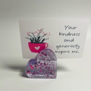 Hand Crafted Resin Pink Heart Card Holder